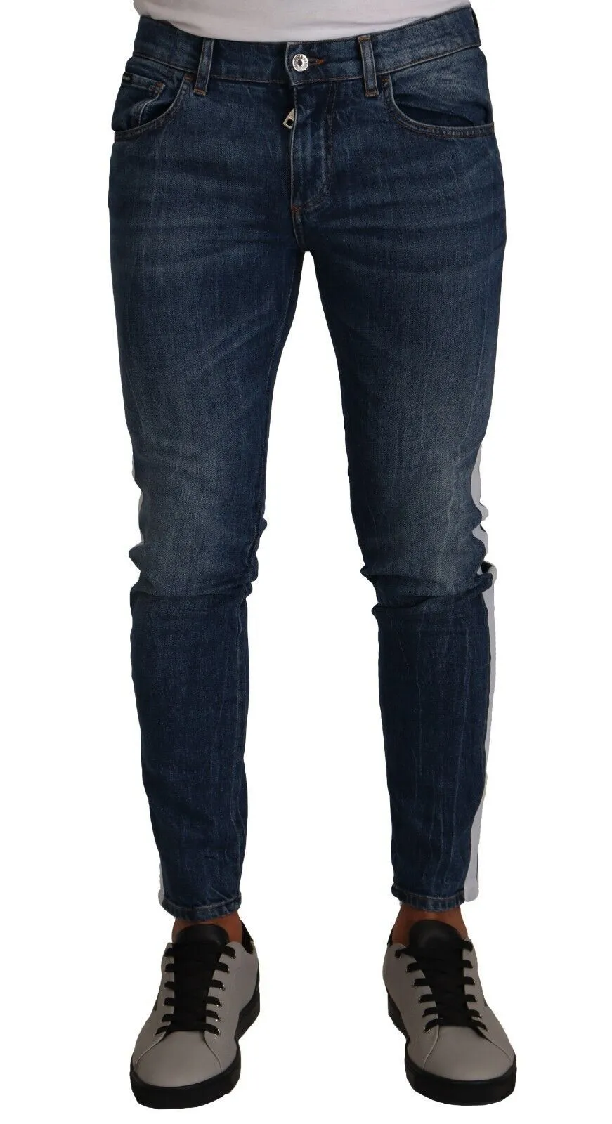 Dolce & Gabbana Men's Slim Fit Blue Washed Denim Jeans