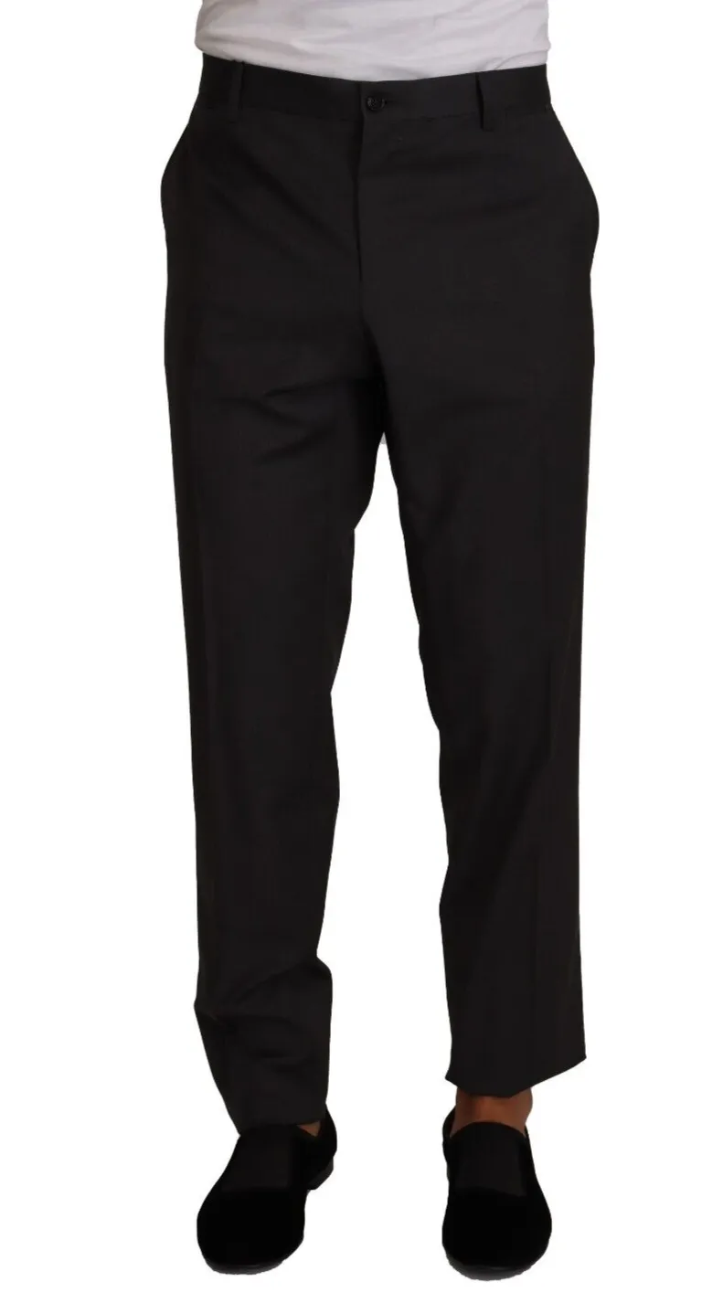 Dolce & Gabbana Men's Elegant Grey Wool Dress Trousers