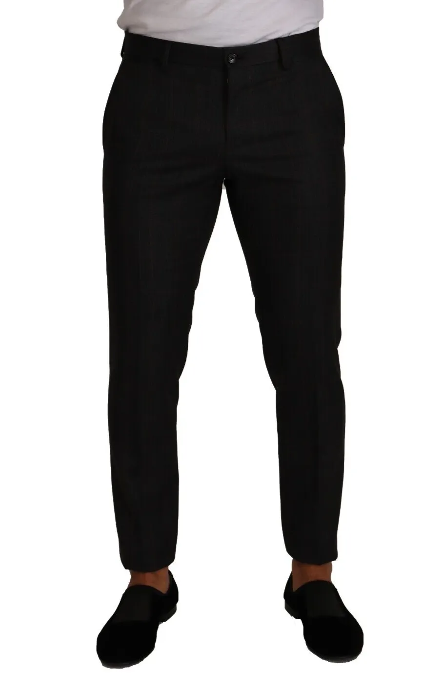 Dolce & Gabbana Men's Elegant Gray Check Slim Fit Trousers