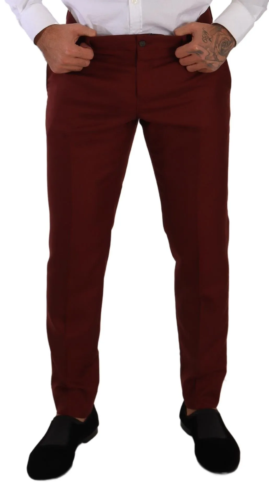Dolce & Gabbana Men's Elegant Cashmere-Silk Red Dress Pants