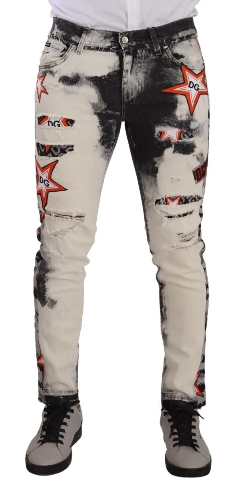 Dolce & Gabbana Men's Chic Slim Fit Star Motif Denim Jeans