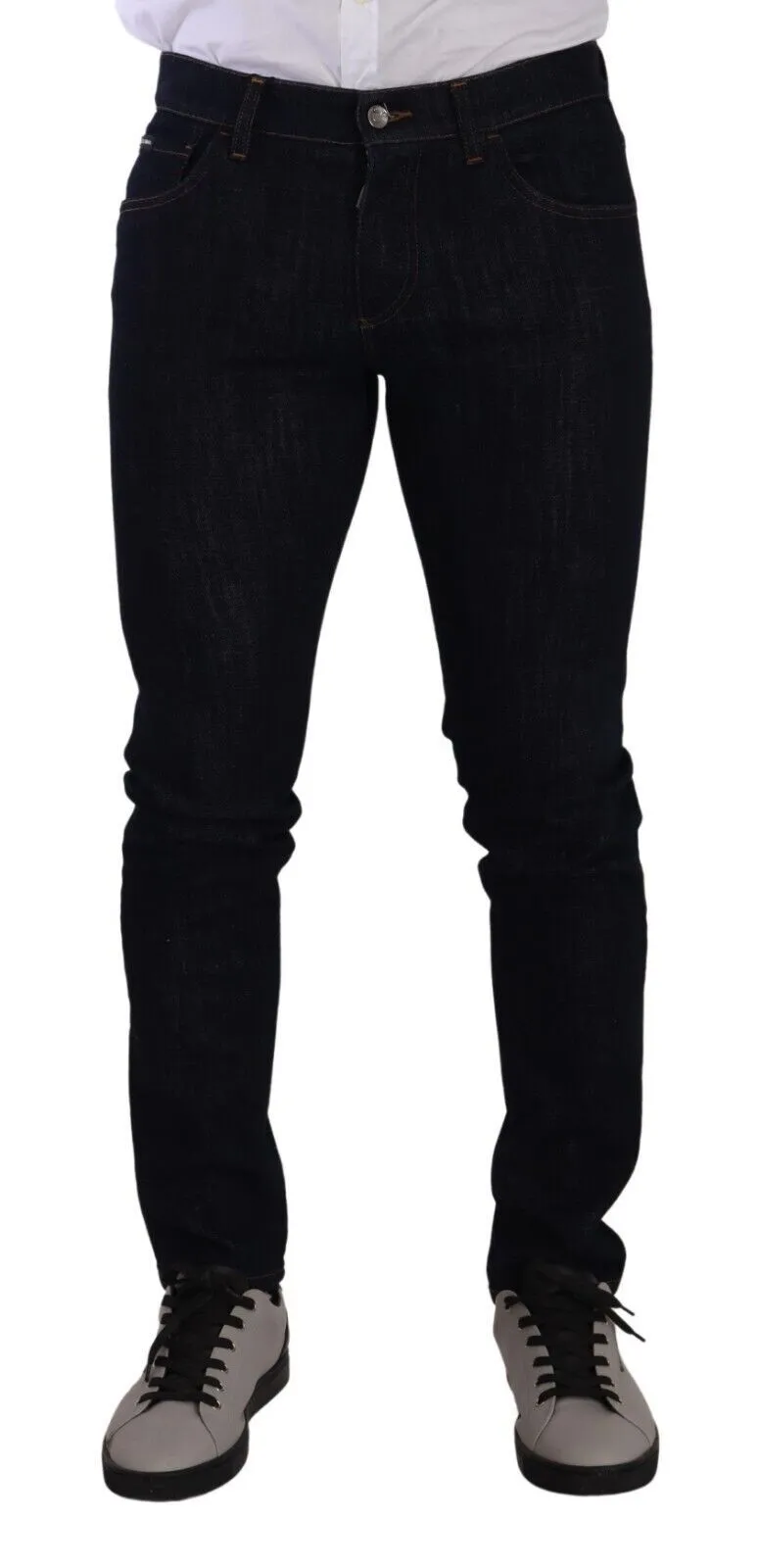 Dolce & Gabbana Men's Elegant Slim-Fit Dark Blue Denim Jeans