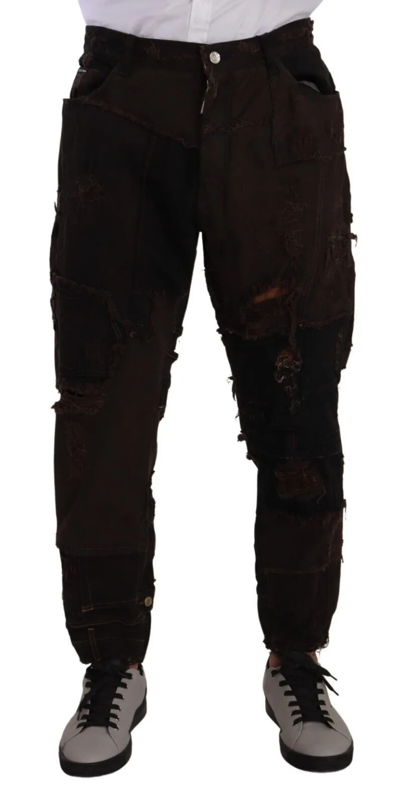Dolce & Gabbana Men's Elegant Distressed Patchwork Denim Jeans