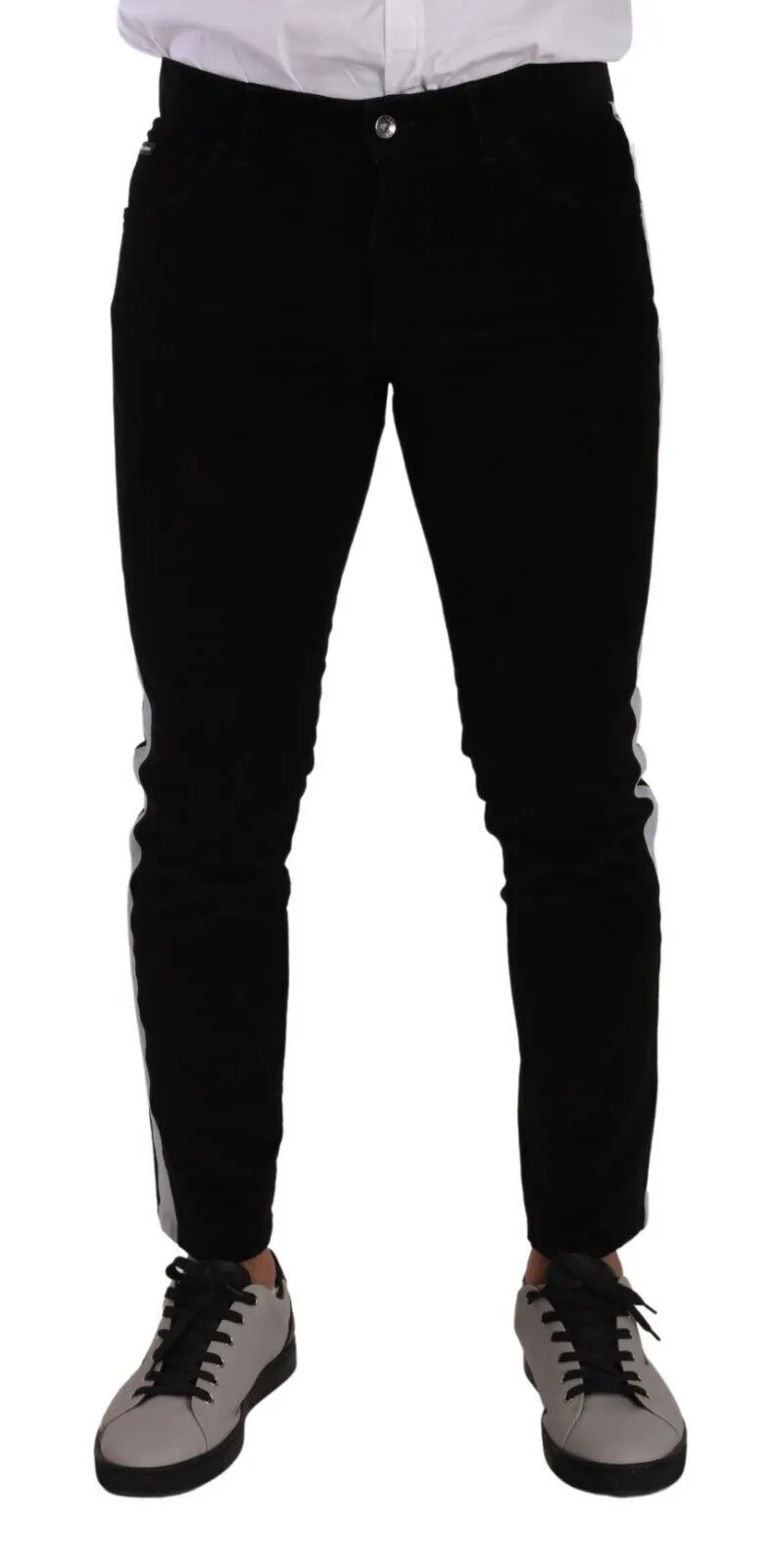 Dolce & Gabbana Men's Elegant Slim-Fit Cotton Black Jeans