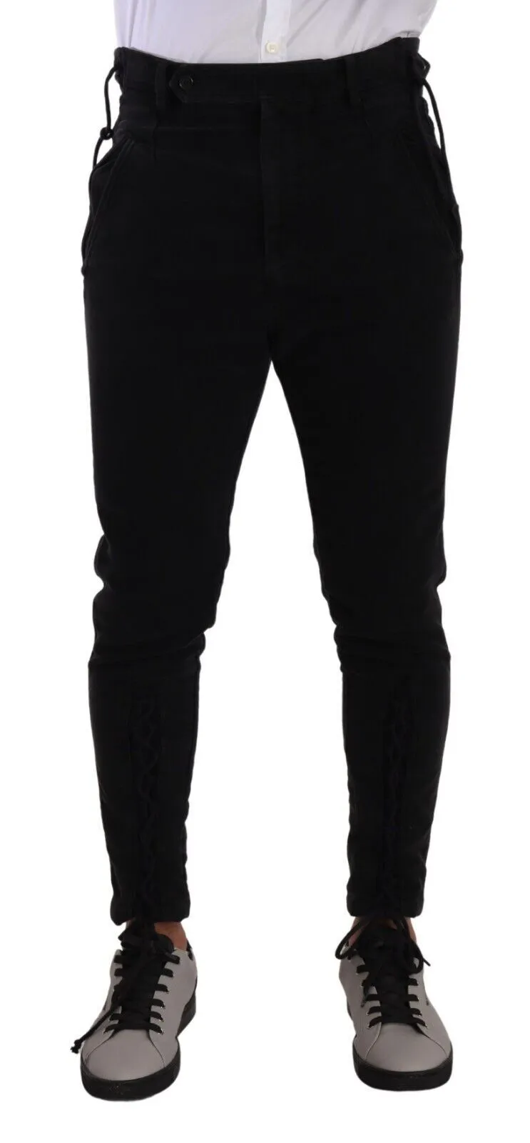 Dolce & Gabbana Men's Elegant High Waist Velvet Skinny Pants