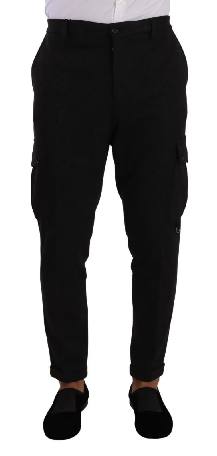 Dolce & Gabbana Men's Sleek Skinny Cargo Pants in Timeless Black