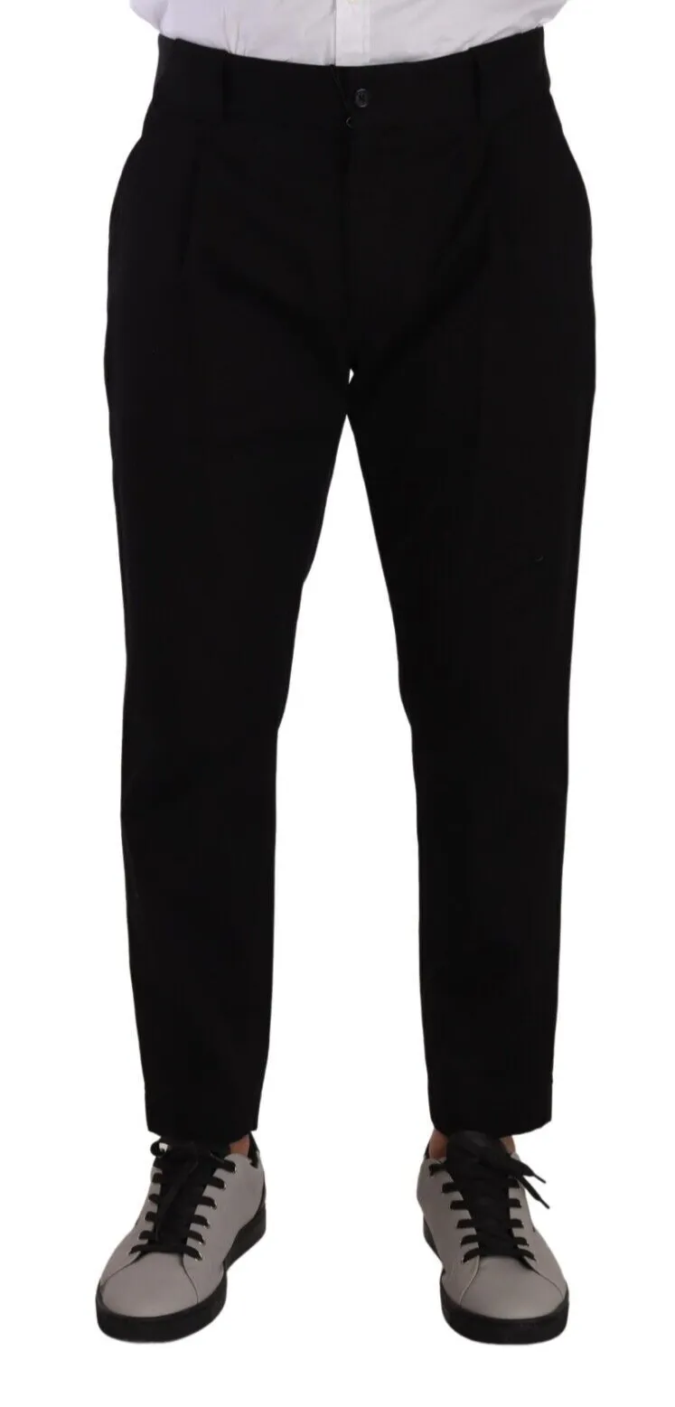 Dolce & Gabbana Men's Elegant Tapered Black Cotton Chinos