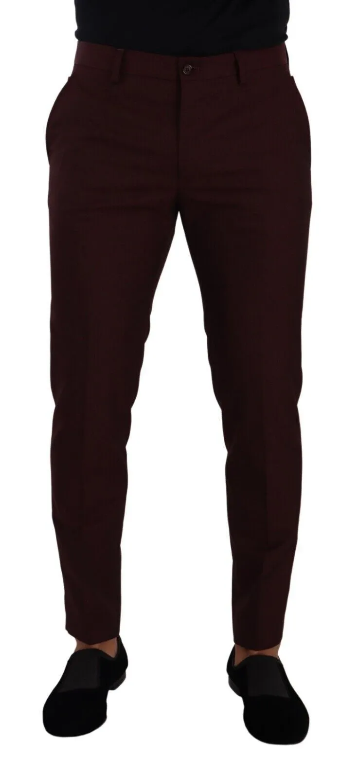 Dolce & Gabbana Men's Maroon Slim Fit Dress Pants