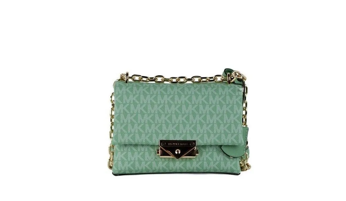 Michael Kors Women's Cece Small Sea Green Signature PVC Convertible Flap Crossbody Bag