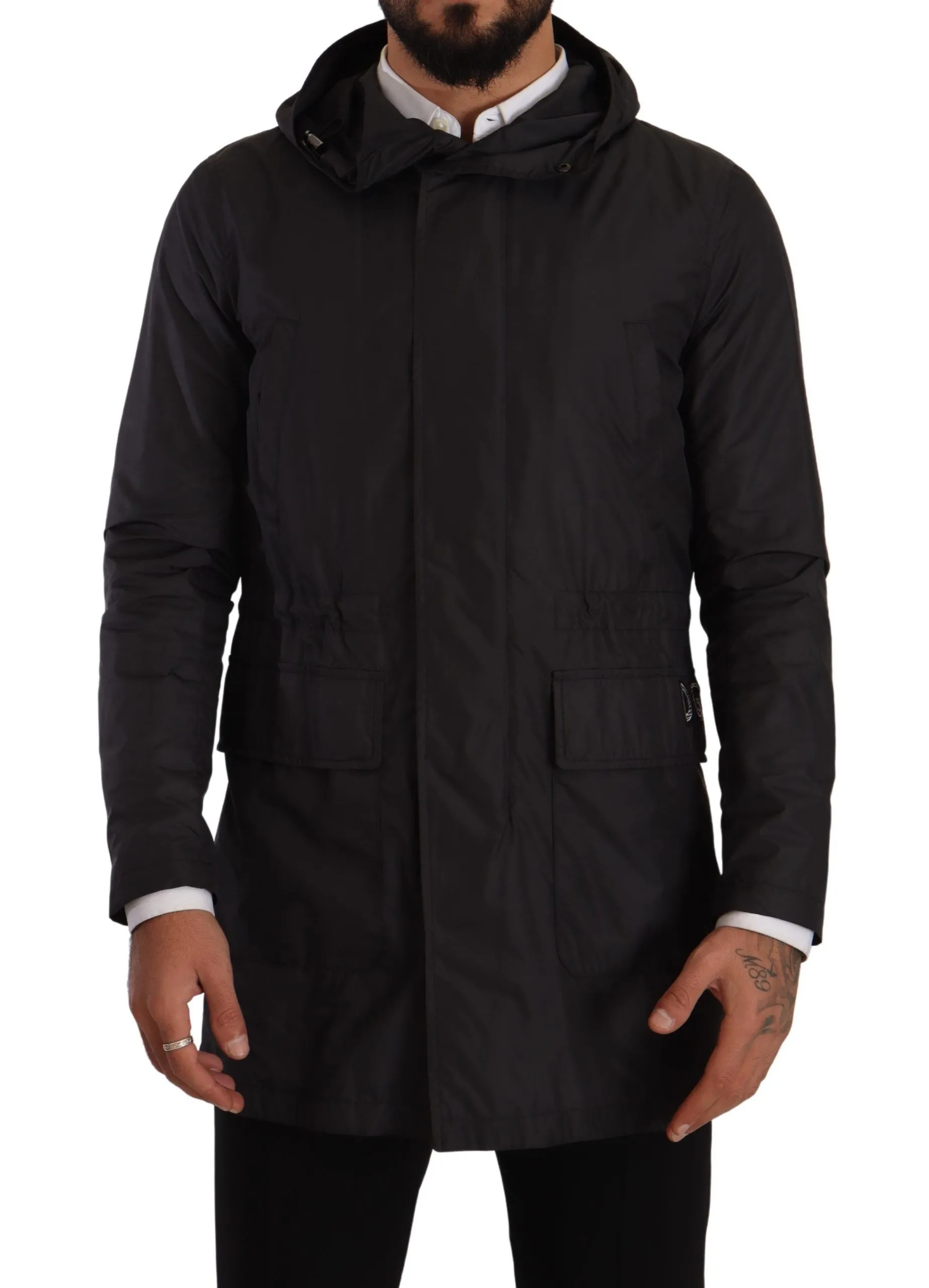 Dolce & Gabbana Men's Elegant Black Parka Hooded Jacket