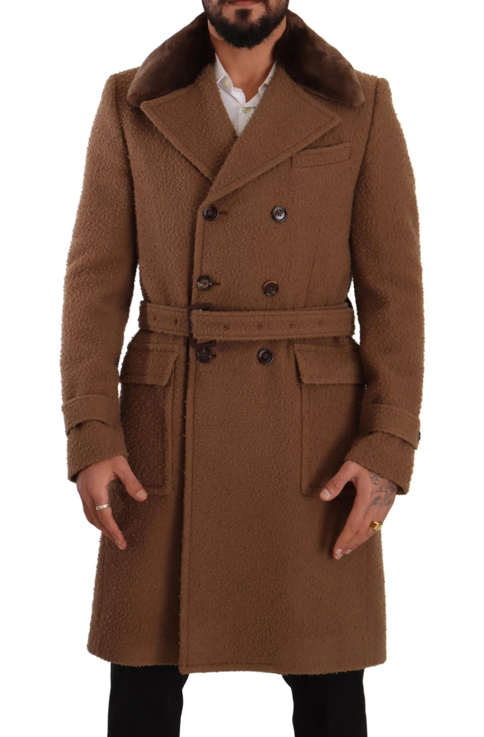 Dolce & Gabbana Men's Elegant Double Breasted Wool Overcoat