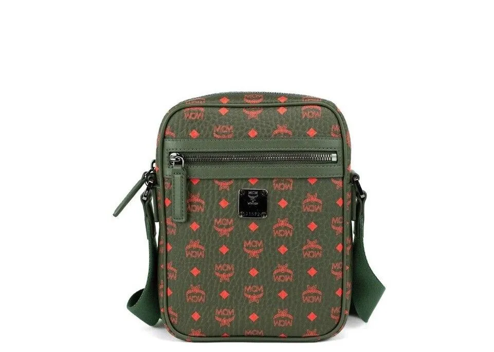 MCM Women's Klassik Mini Winter Moss Visetos Leather Multifunction Crossbody Handbag Green