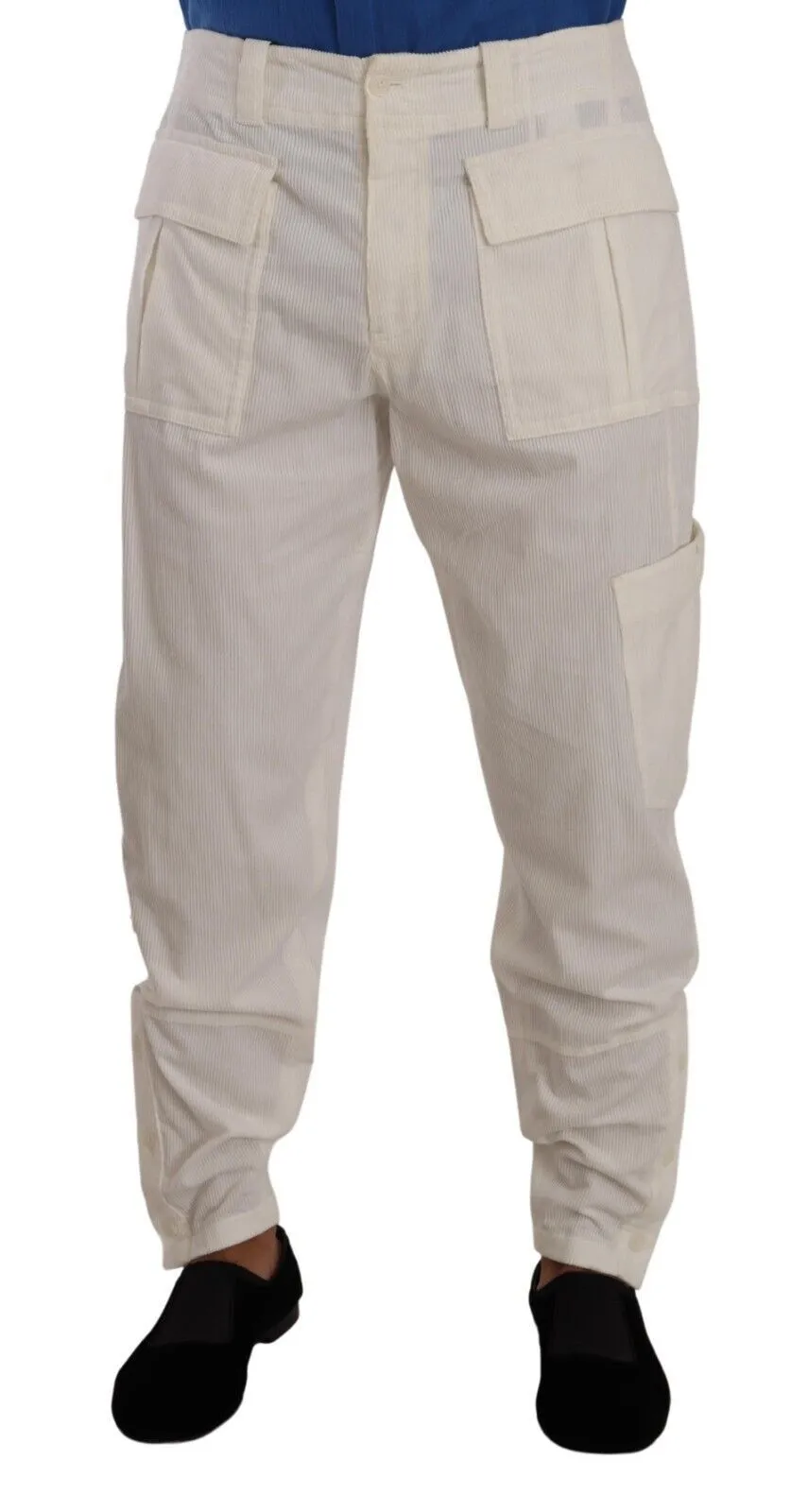 Dolce & Gabbana Men's Elegant Off White Cargo Pants - Regular Fit