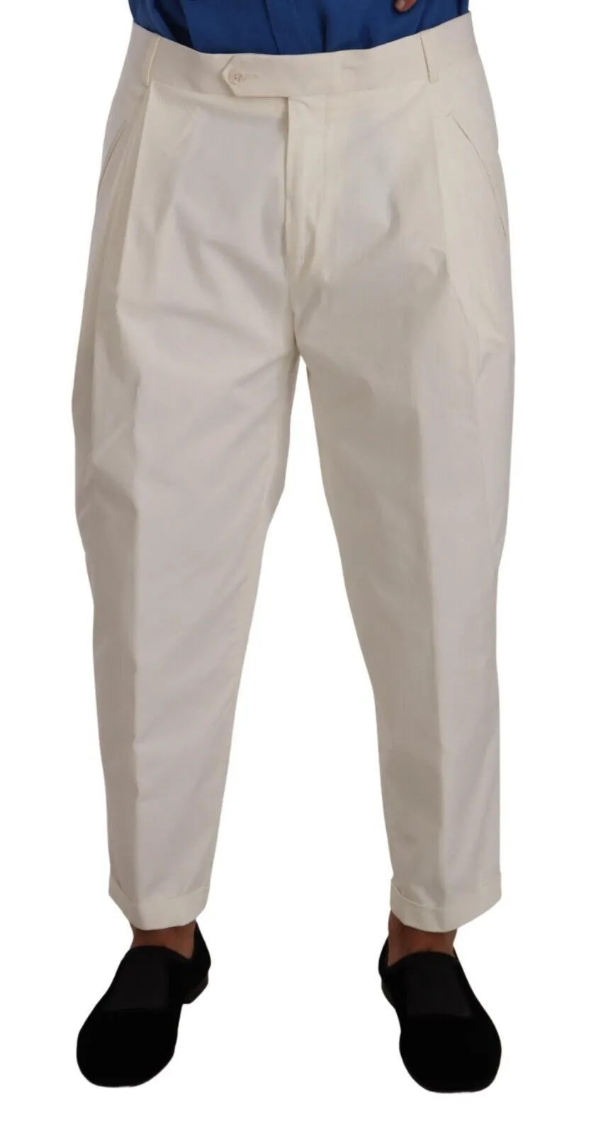 Dolce & Gabbana Men's Elegant White Cotton Stretch Dress Pants