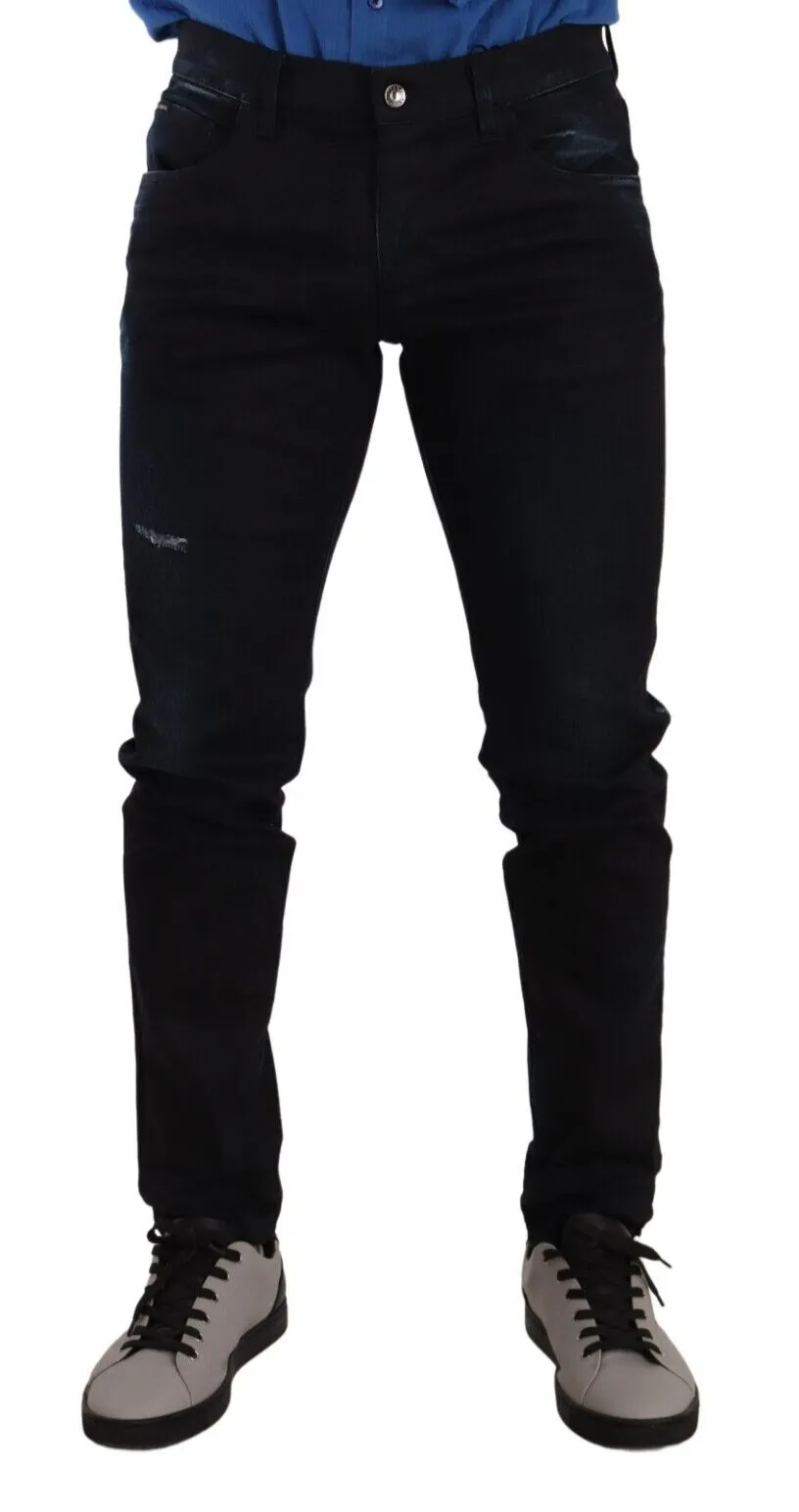 Dolce & Gabbana Men's Elegant Slim Fit Dark Blue Denim Jeans