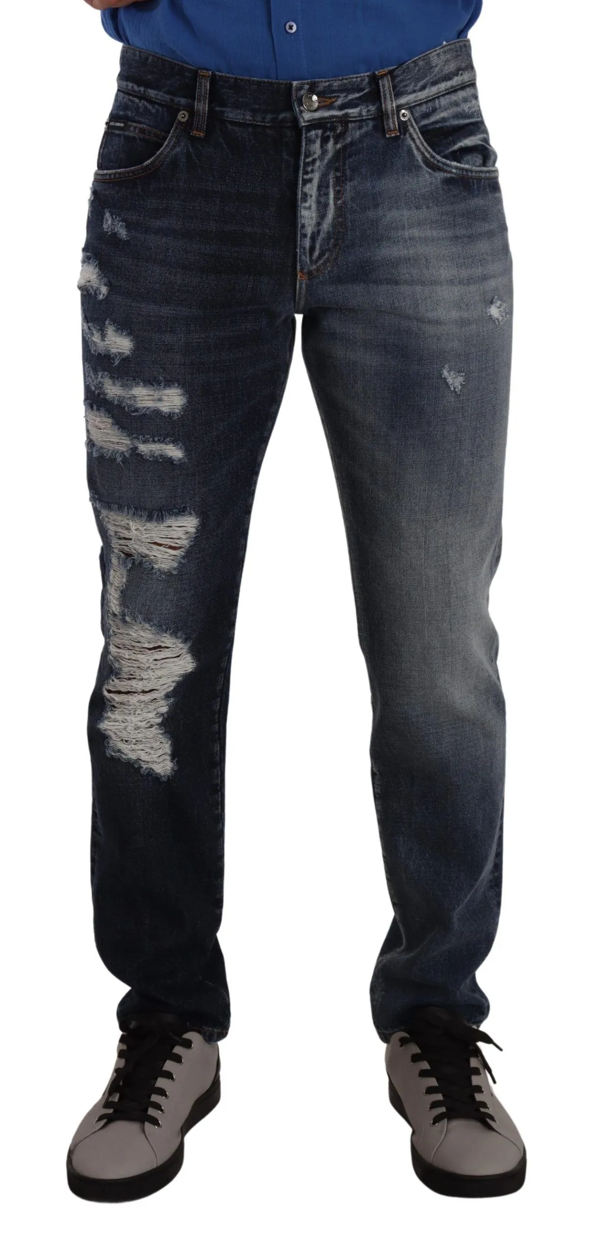 Dolce & Gabbana Men's Chic Tattered Denim Jeans