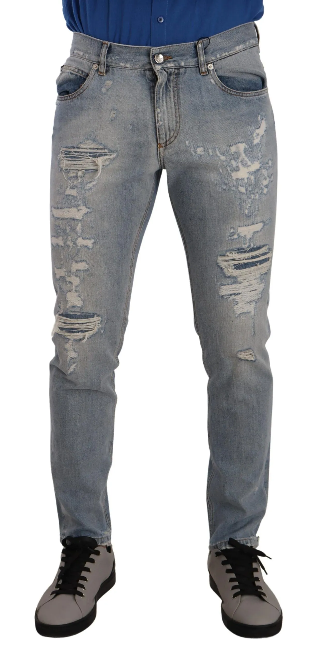 Dolce & Gabbana Men's Elegant Light Blue Straight Denim Jeans