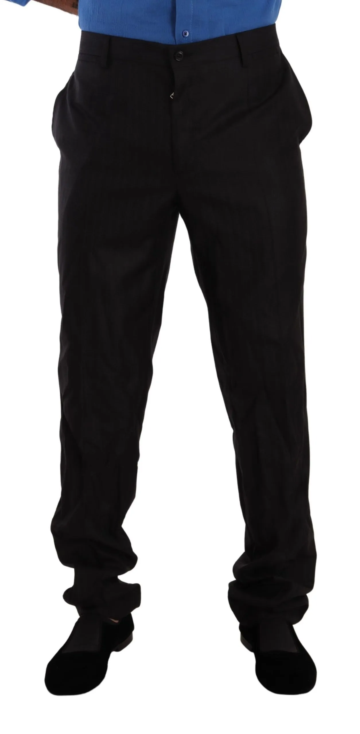 Dolce & Gabbana Men's Elegant Striped Wool-Silk Dress Pants