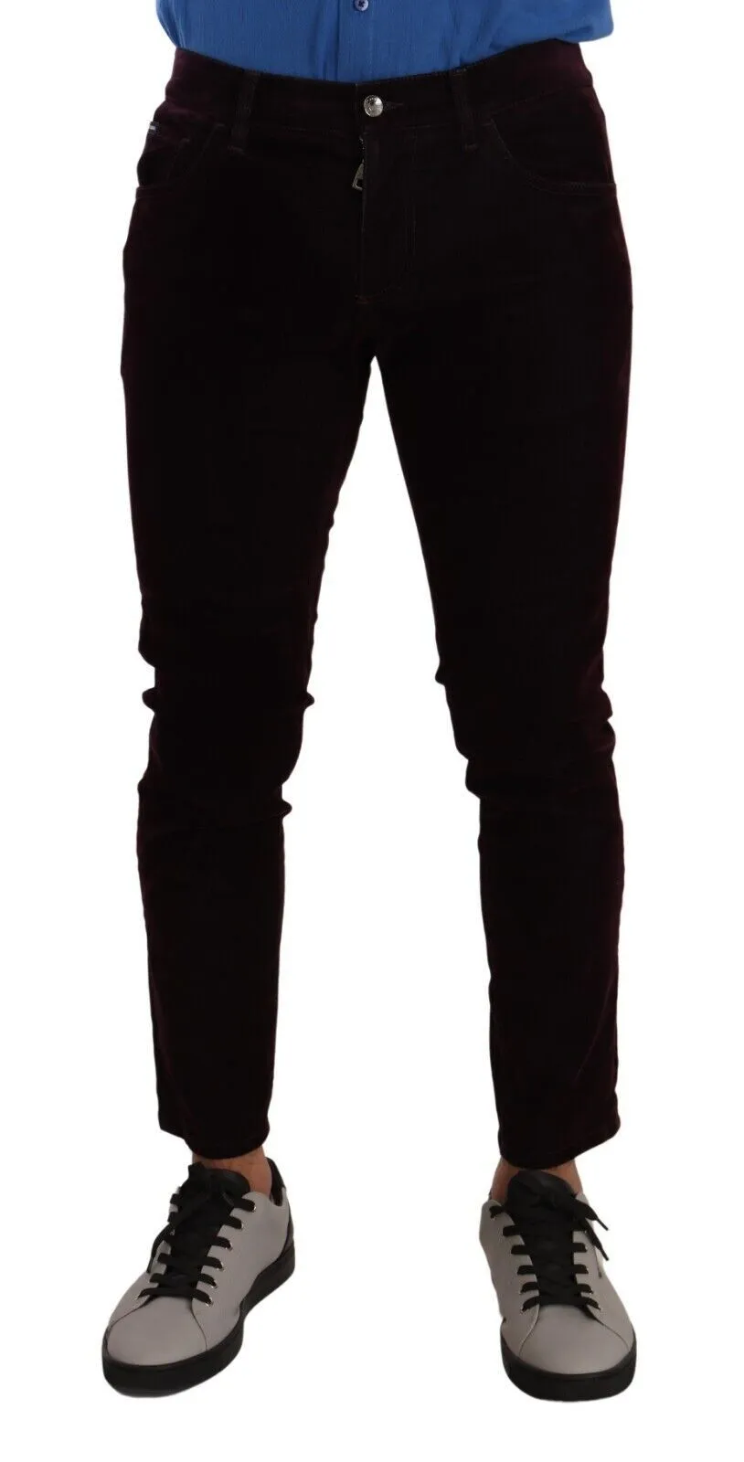 Dolce & Gabbana Men's Elegant Burgundy Slim Fit Denim