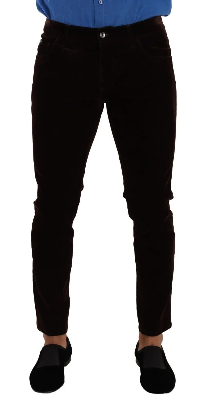 Dolce & Gabbana Men's Bordeaux Velvet Slim Fit Skinny Jeans
