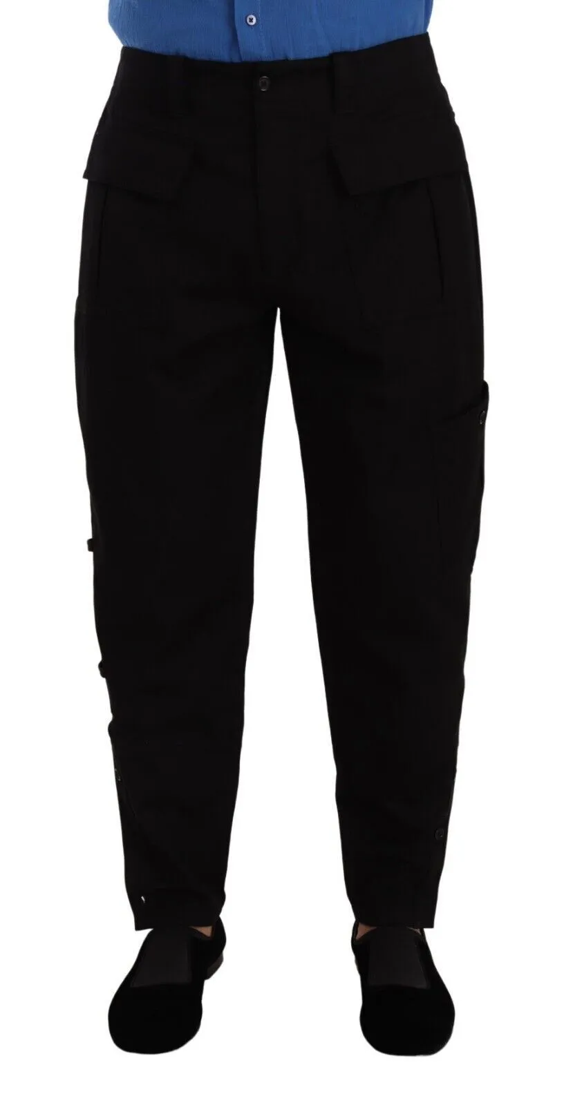 Dolce & Gabbana Men's Chic Black Cargo Pants with Stretch Comfort