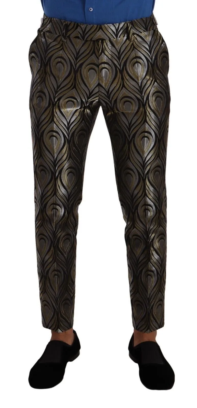 Dolce & Gabbana Men's Elegant Slim Fit Metallic Dress Trousers