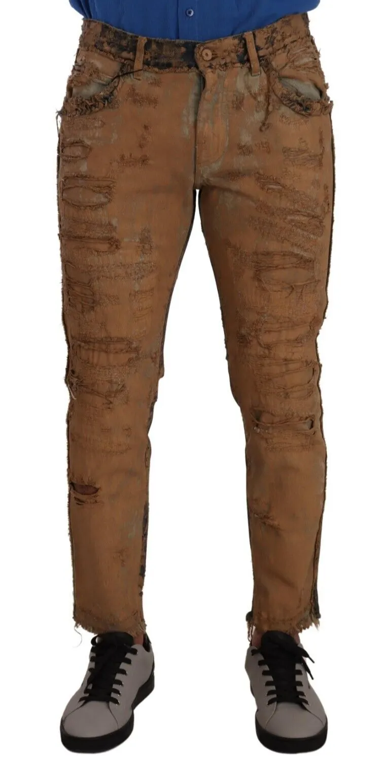 Dolce & Gabbana Men's Chic Slim Fit Brown Denim Jeans