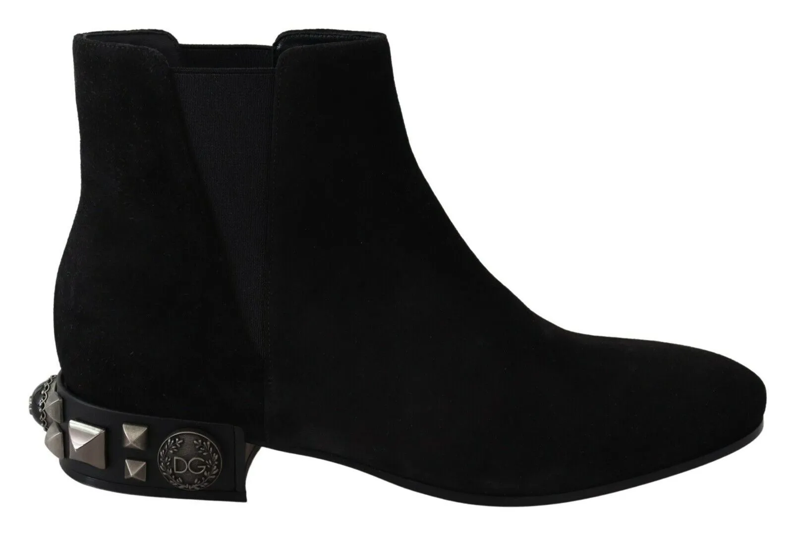 Dolce & Gabbana Women's Elegant Suede Mid-Calf Boots with Studded Heels