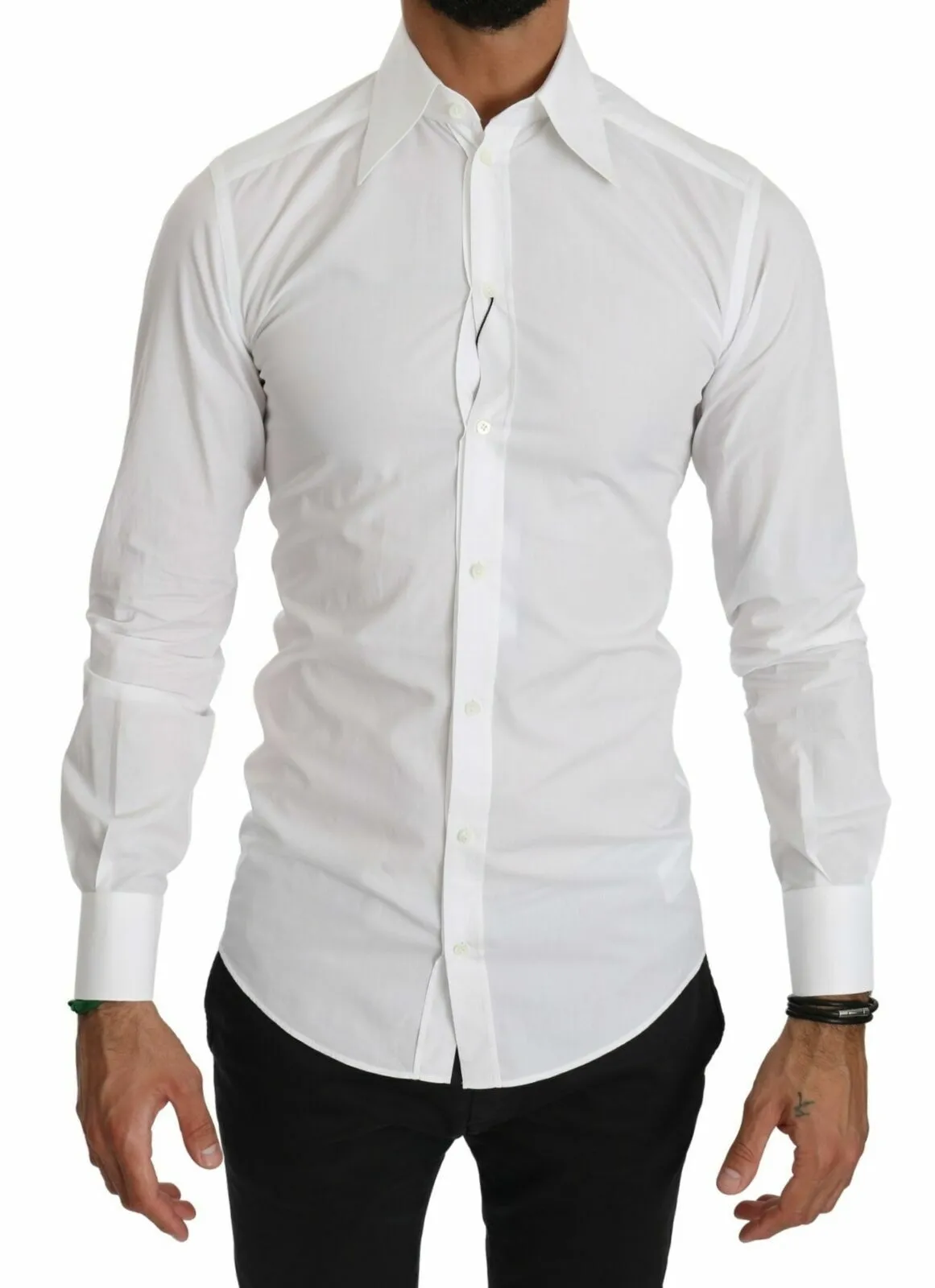 Dolce & Gabbana Men's Elegant Slim Fit White Casual Shirt