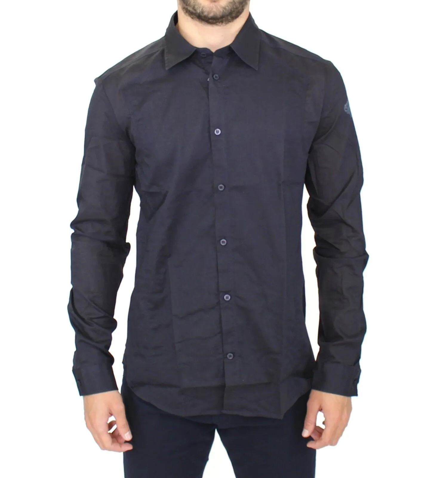 Ermanno Scervino Men's Elegant Blue Cotton Slim Casual Shirt