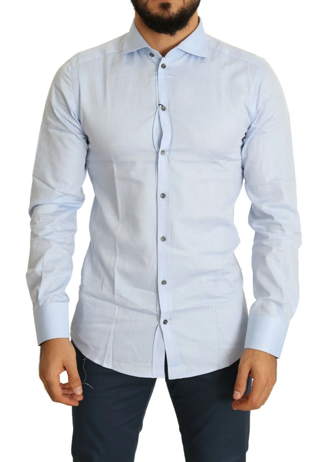 Dolce & Gabbana Men's Elegant Light Blue Slim Fit Dress Shirt