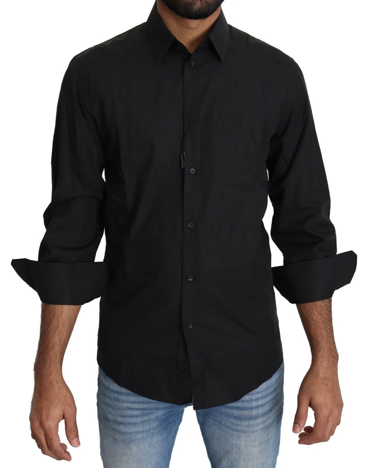 Dolce & Gabbana Men's Elegant Black Slim Fit Dress Shirt