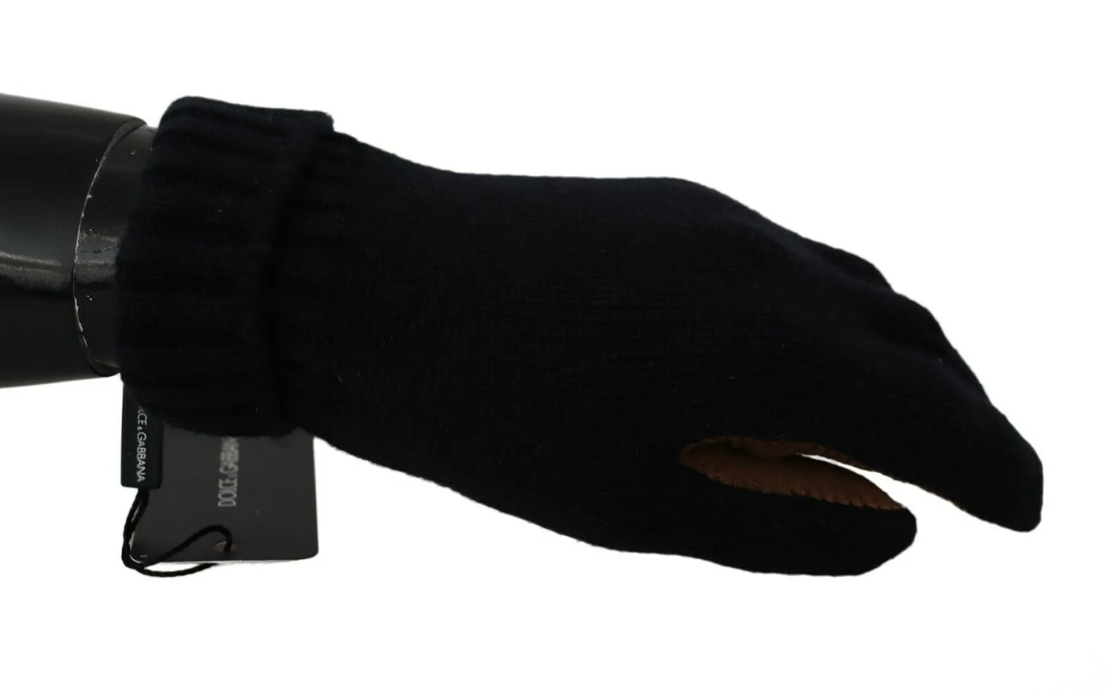 Dolce & Gabbana Men's Elegant Black Cashmere & Leather Gloves