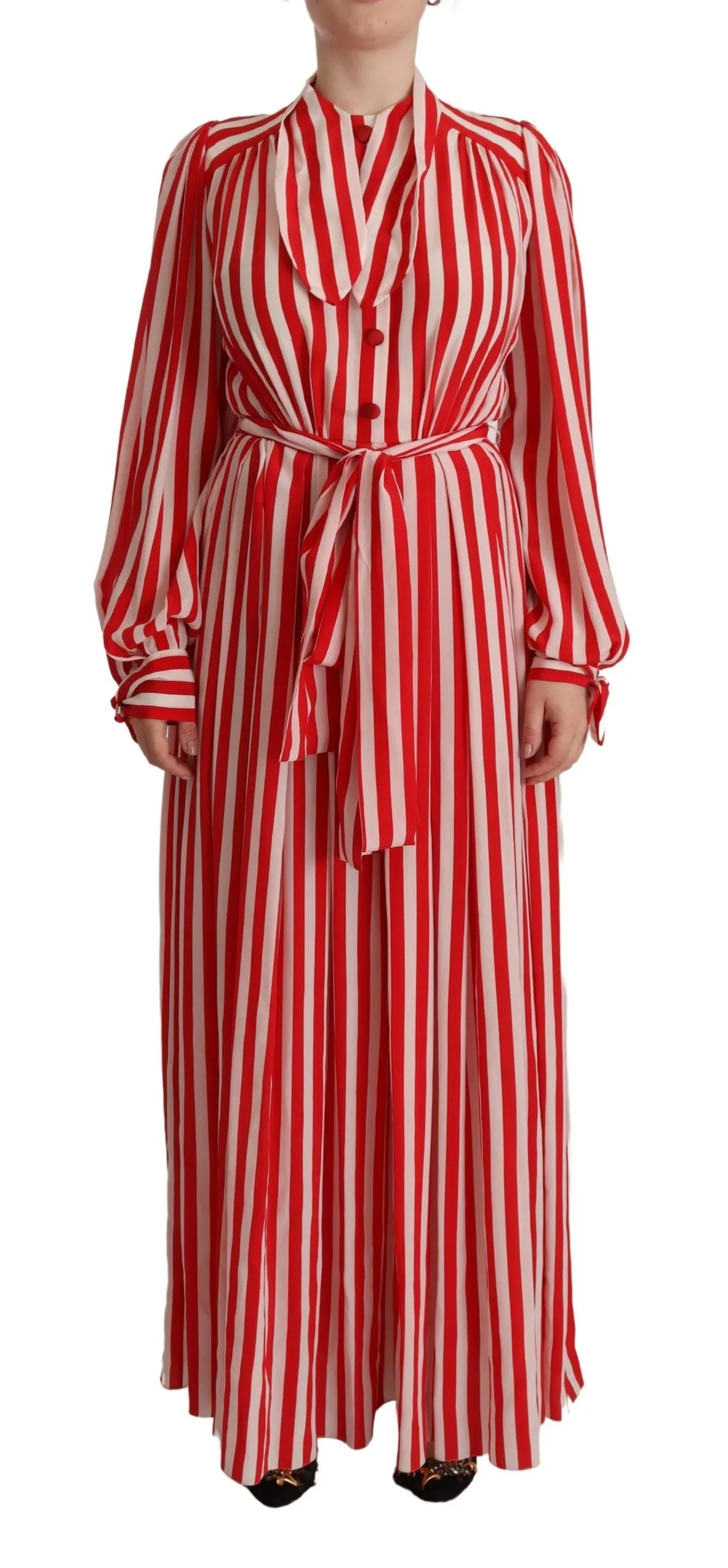 Dolce & Gabbana Women's Elegant Striped Silk Maxi Dress