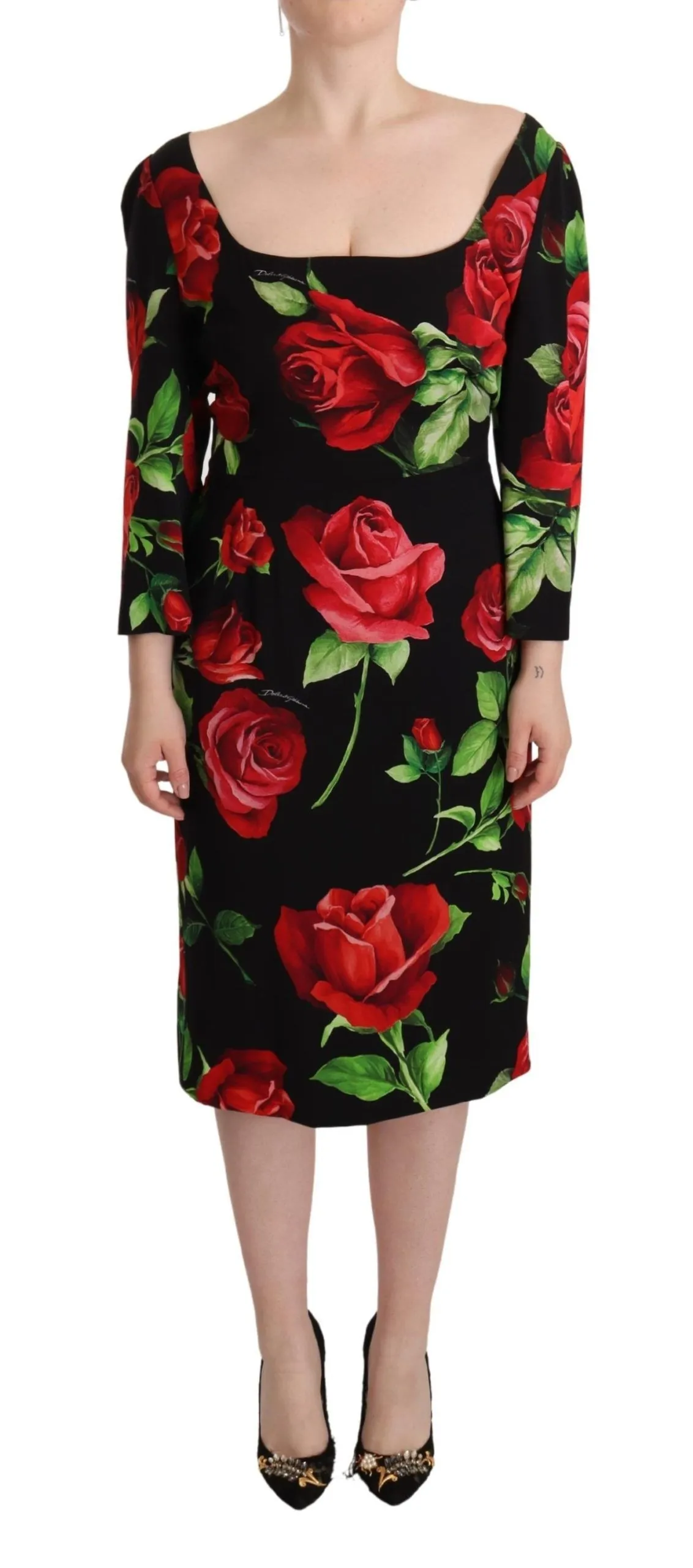 Dolce & Gabbana Women's Elegant Floral Print Silk Sheath Dress