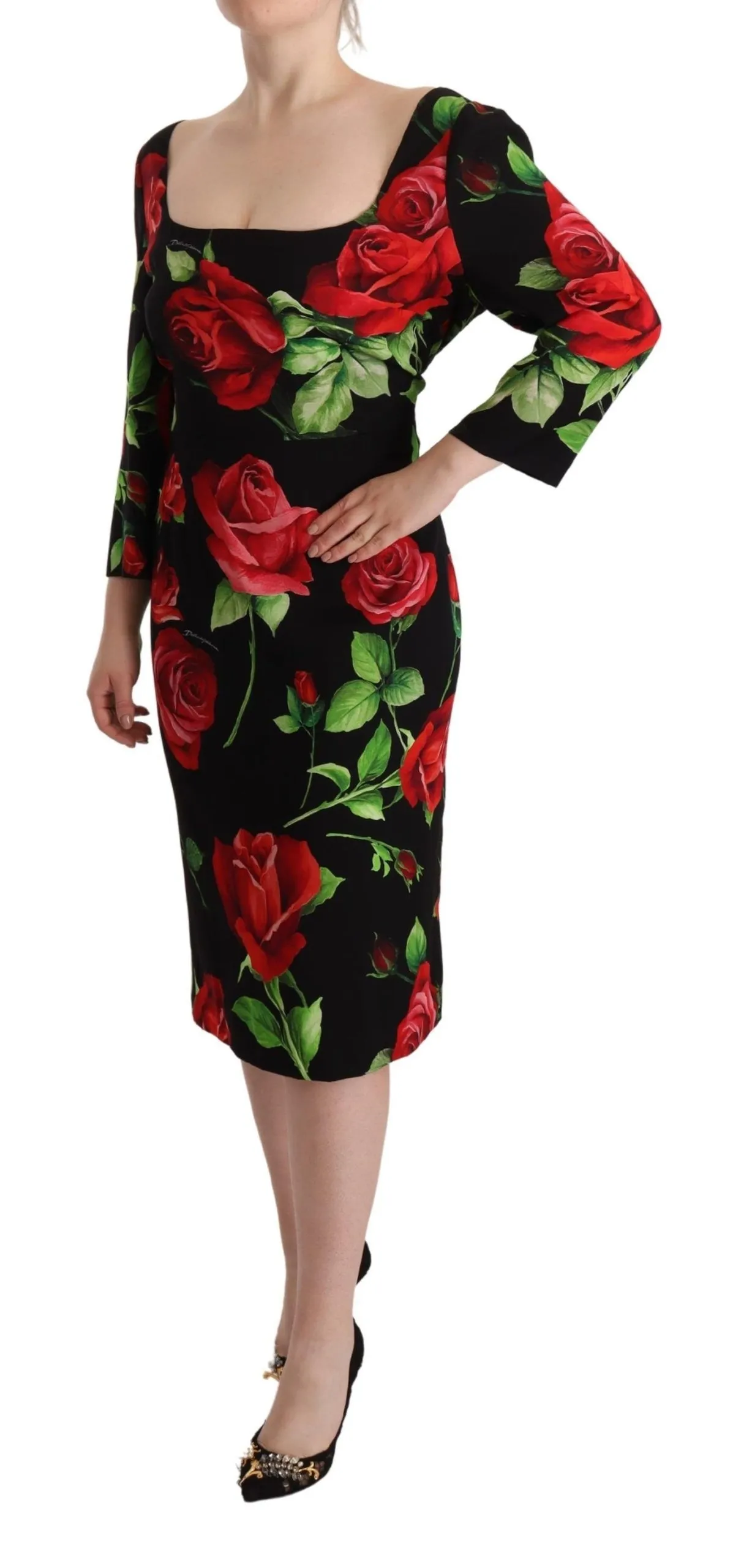 Dolce & Gabbana Women's Elegant Floral Print Silk Sheath Dress