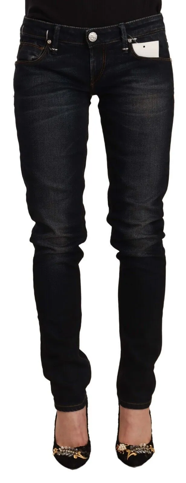Acht Women's Chic Black Washed Skinny Jeans for Her