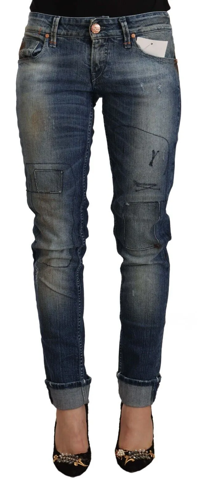 Acht Women's Chic Blue Washed Skinny Denim Serenade