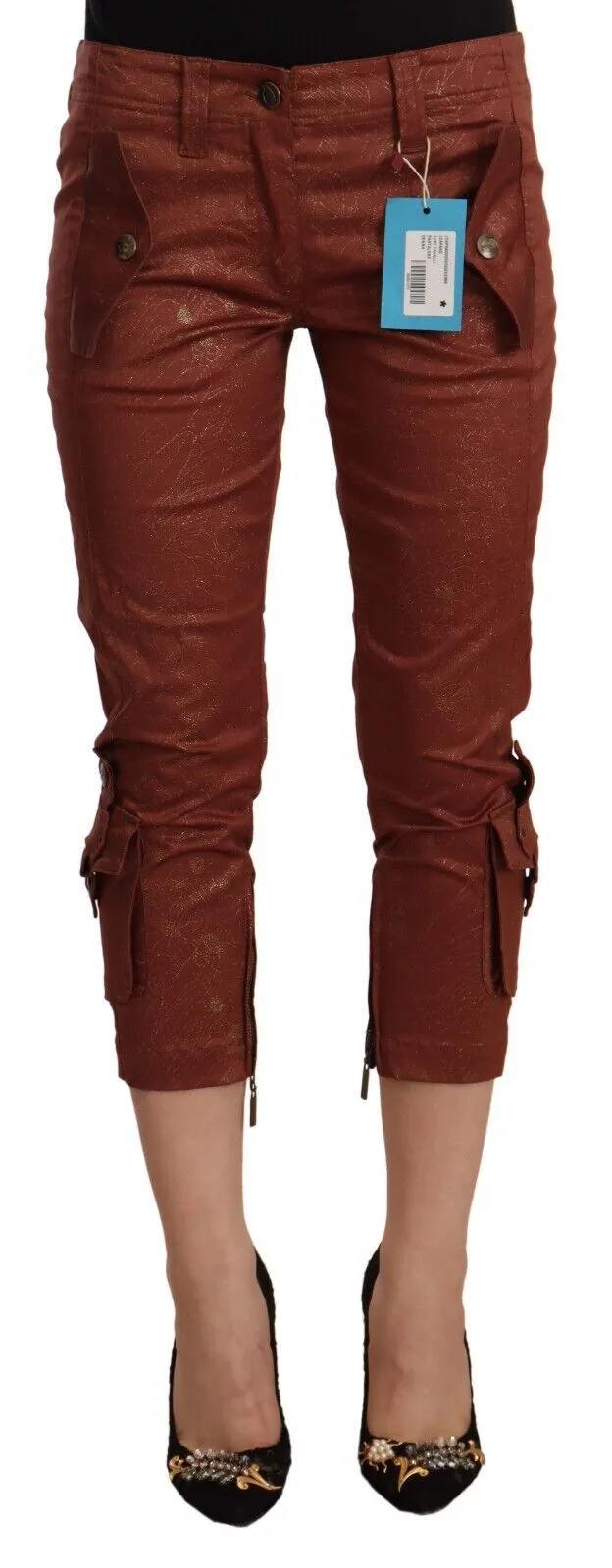 Just Cavalli Women's Elegant Cropped Mid Waist Cotton Pants