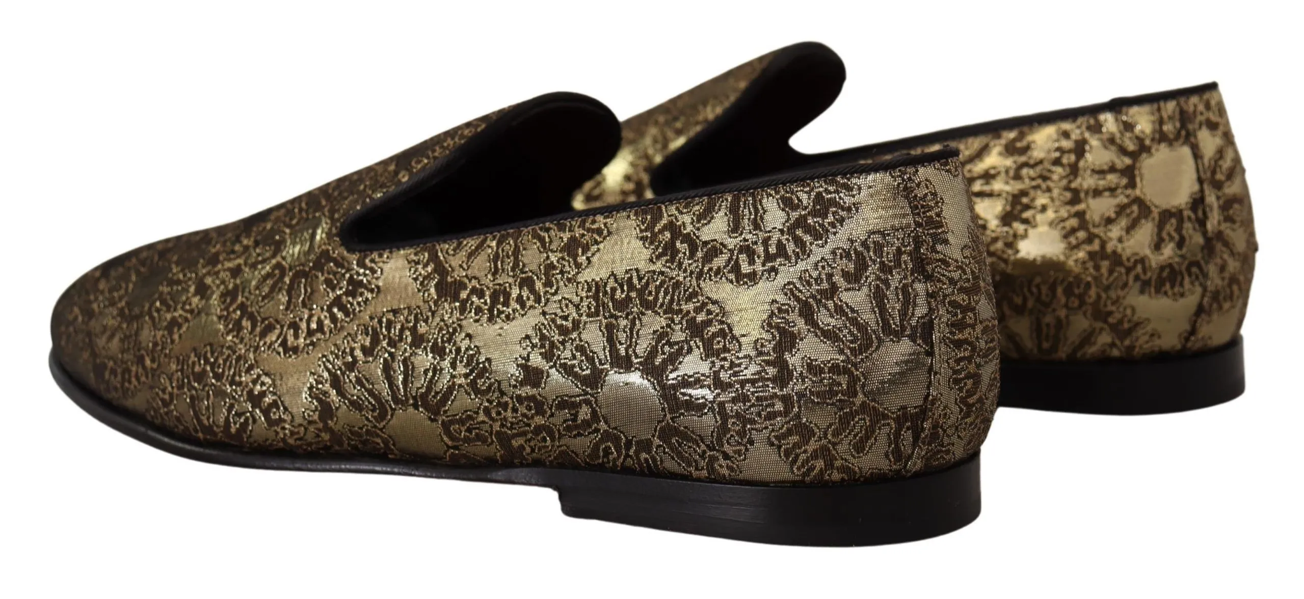 Dolce & Gabbana Men's Gold Tone Loafers Slides Dress Shoes