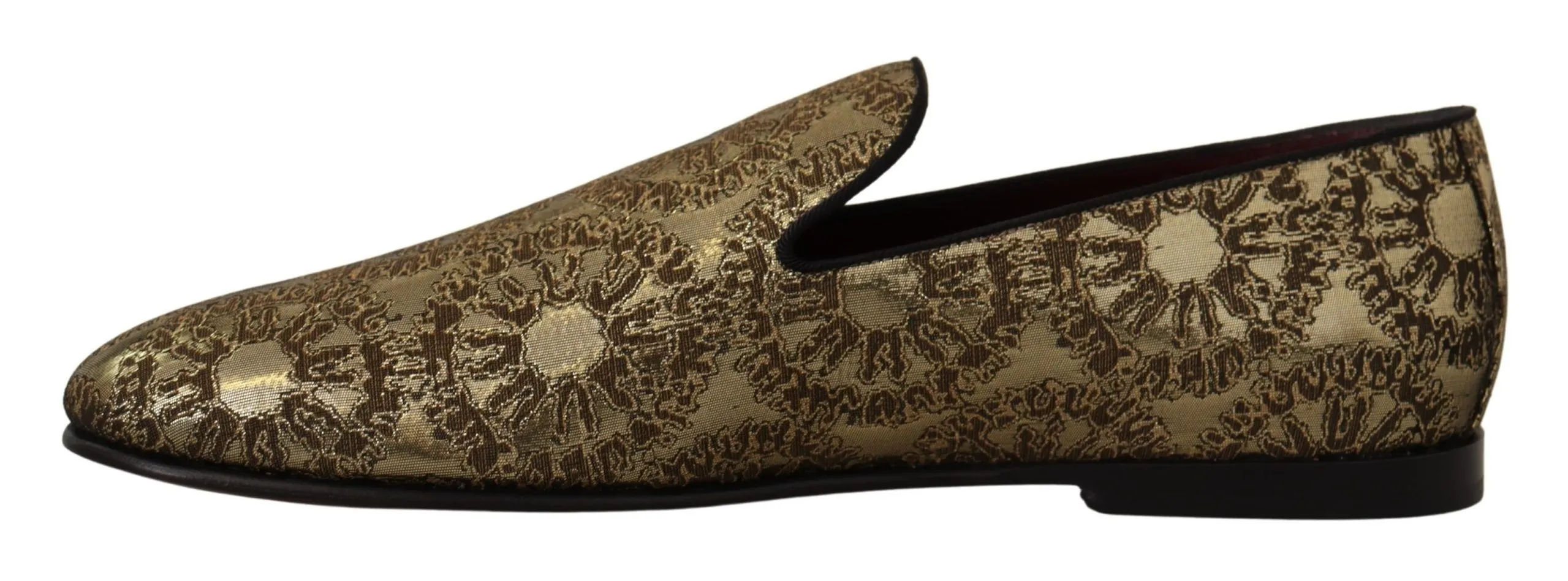 Dolce & Gabbana Men's Gold Tone Loafers Slides Dress Shoes