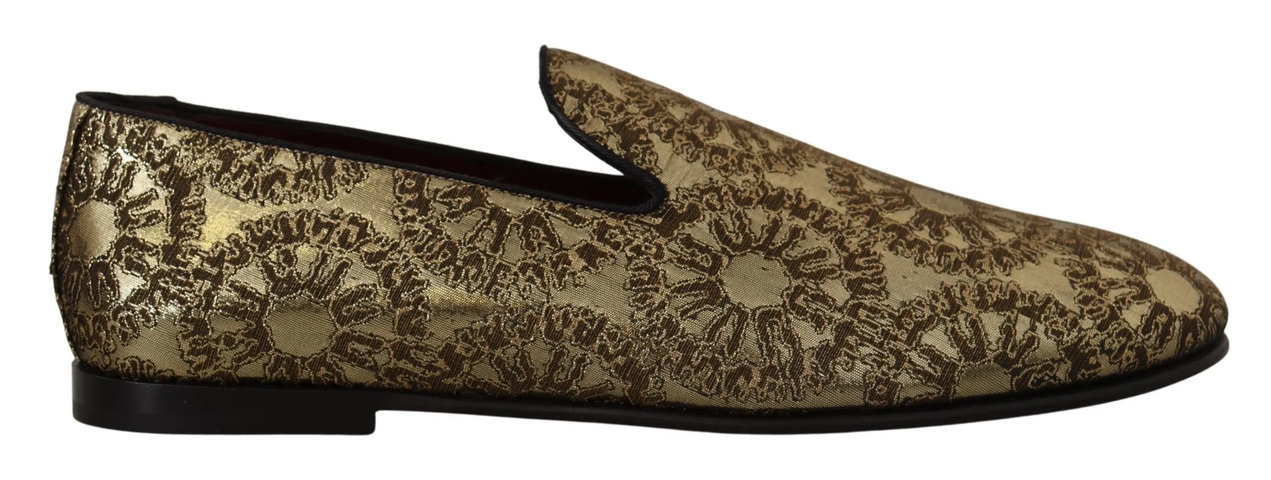 Dolce & Gabbana Men's Gold Tone Loafers Slides Dress Shoes
