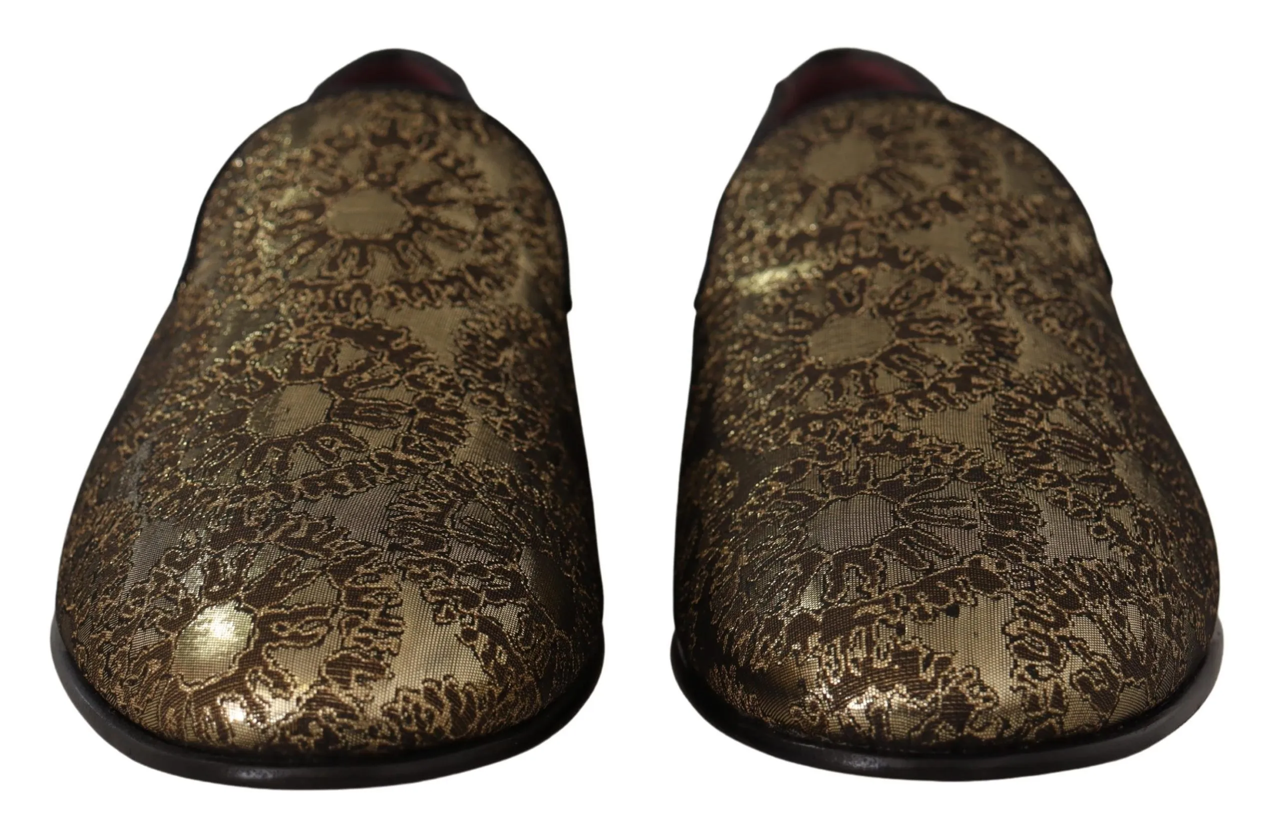 Dolce & Gabbana Men's Gold Tone Loafers Slides Dress Shoes