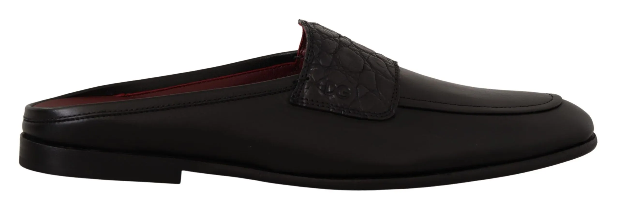 Dolce & Gabbana Men's Exquisite Black & Burgundy Leather Slides