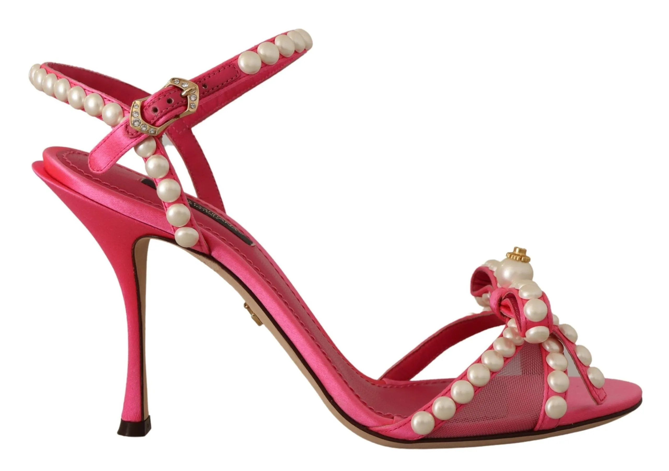 Dolce & Gabbana Women's Elegant Pink Pearl Embellished Heels Sandals