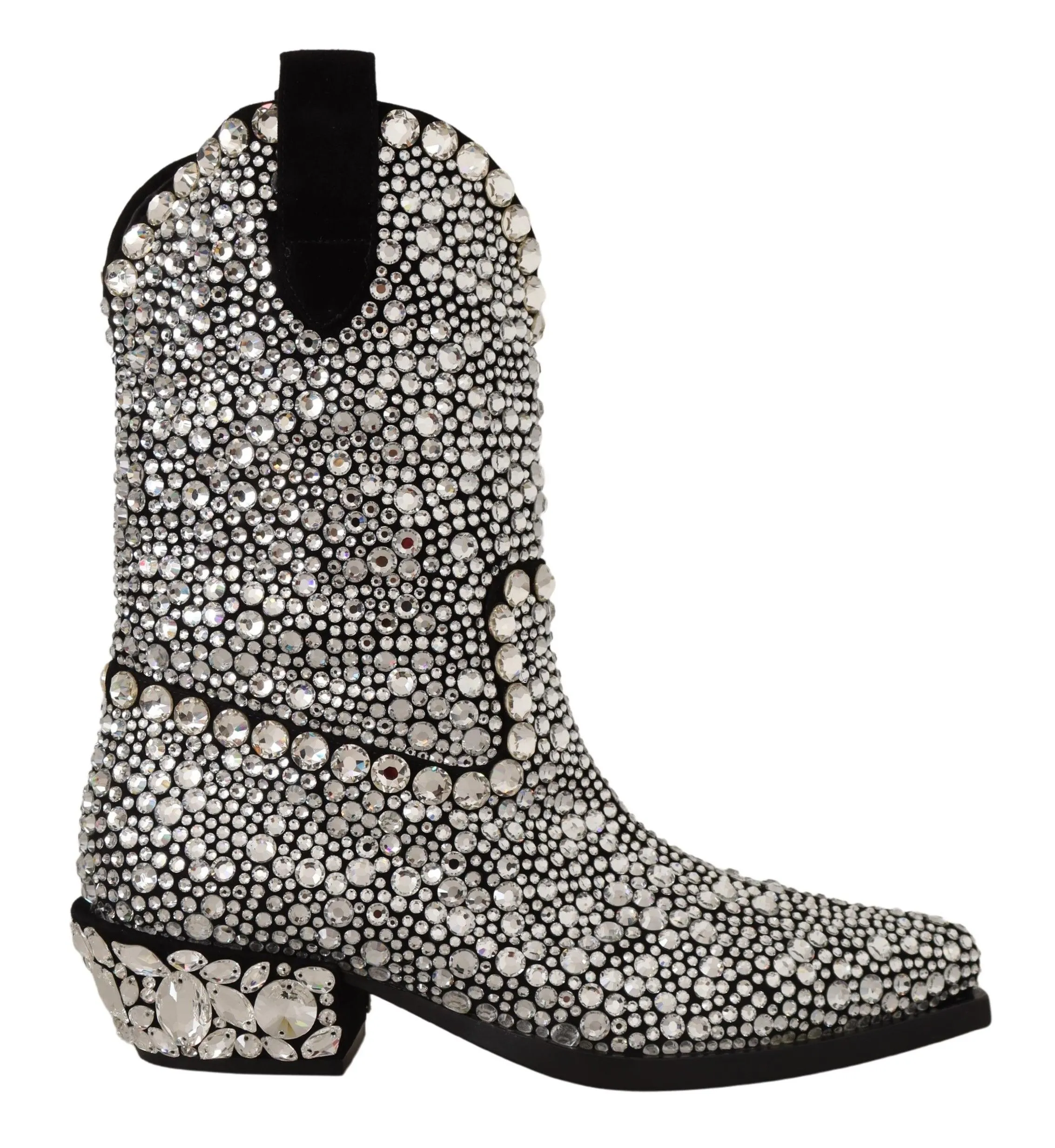 Dolce & Gabbana Women's Crystal-Embellished Black Suede Boots