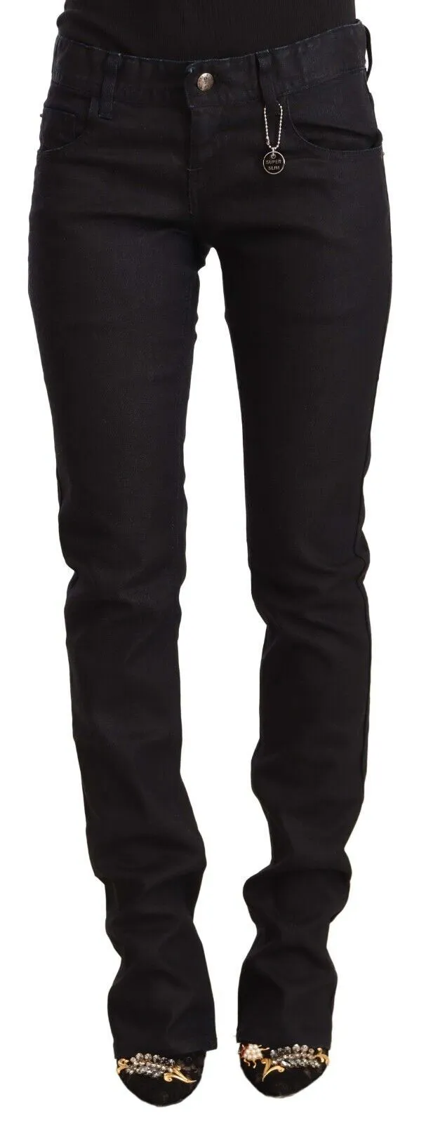 Costume National Women's Sleek Mid-Waist Slim-Fit Black Jeans