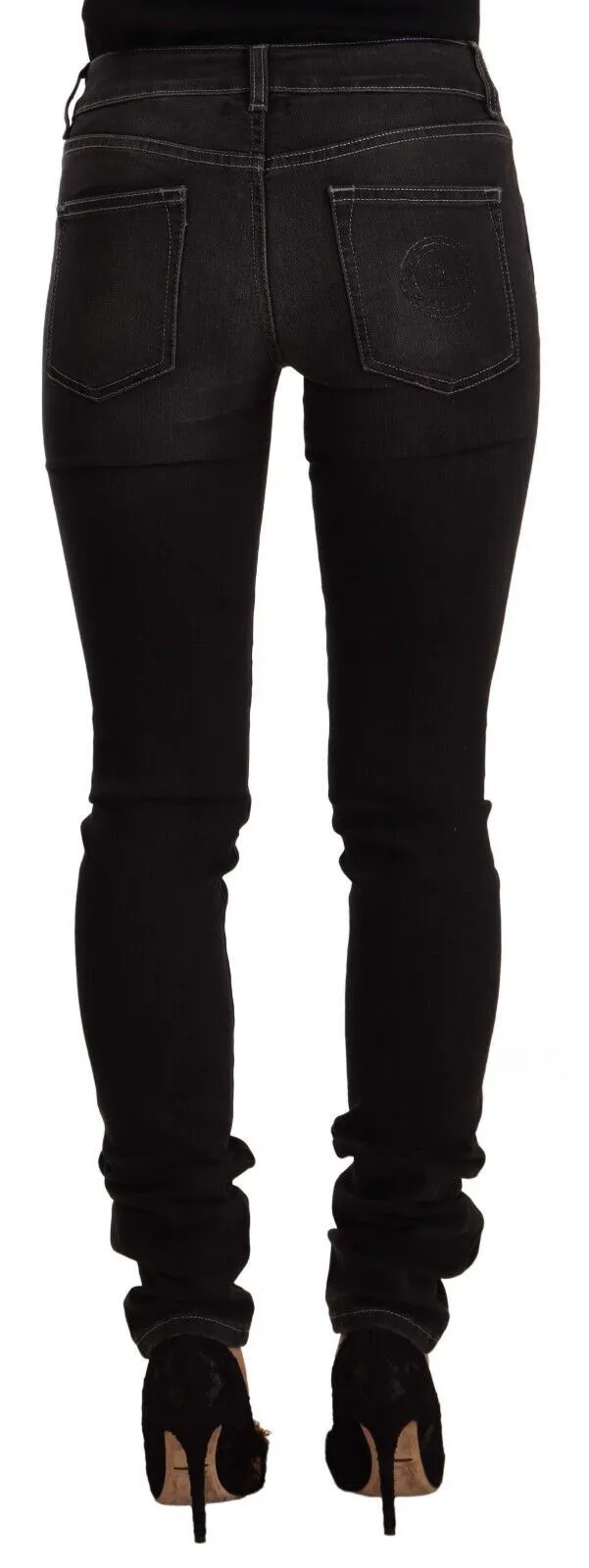 GF Ferre Women's Chic Slim-Fit Black Washed Jeans