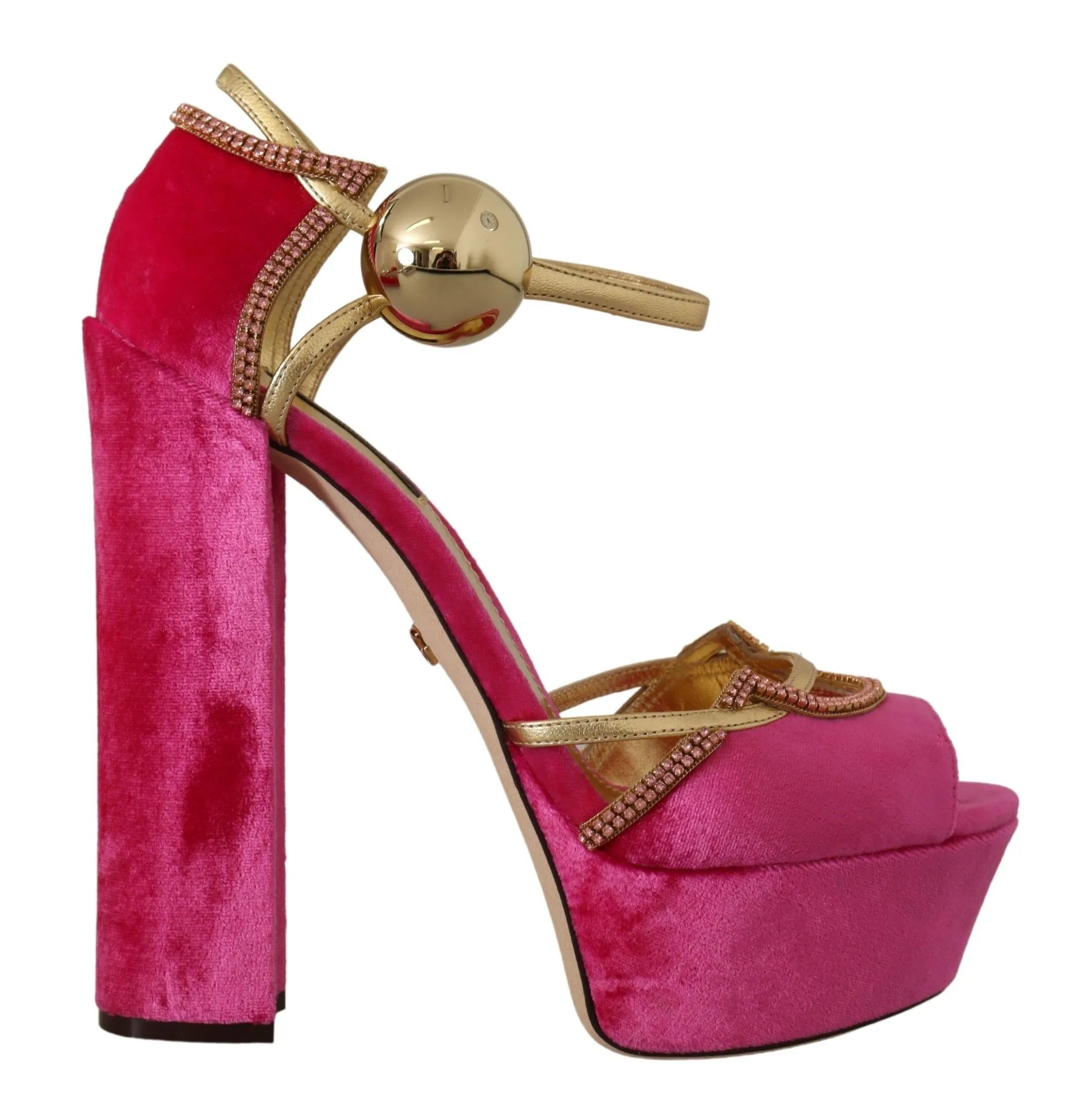 Dolce & Gabbana Women's Ethereal Pink Velvet Crystal Sandals