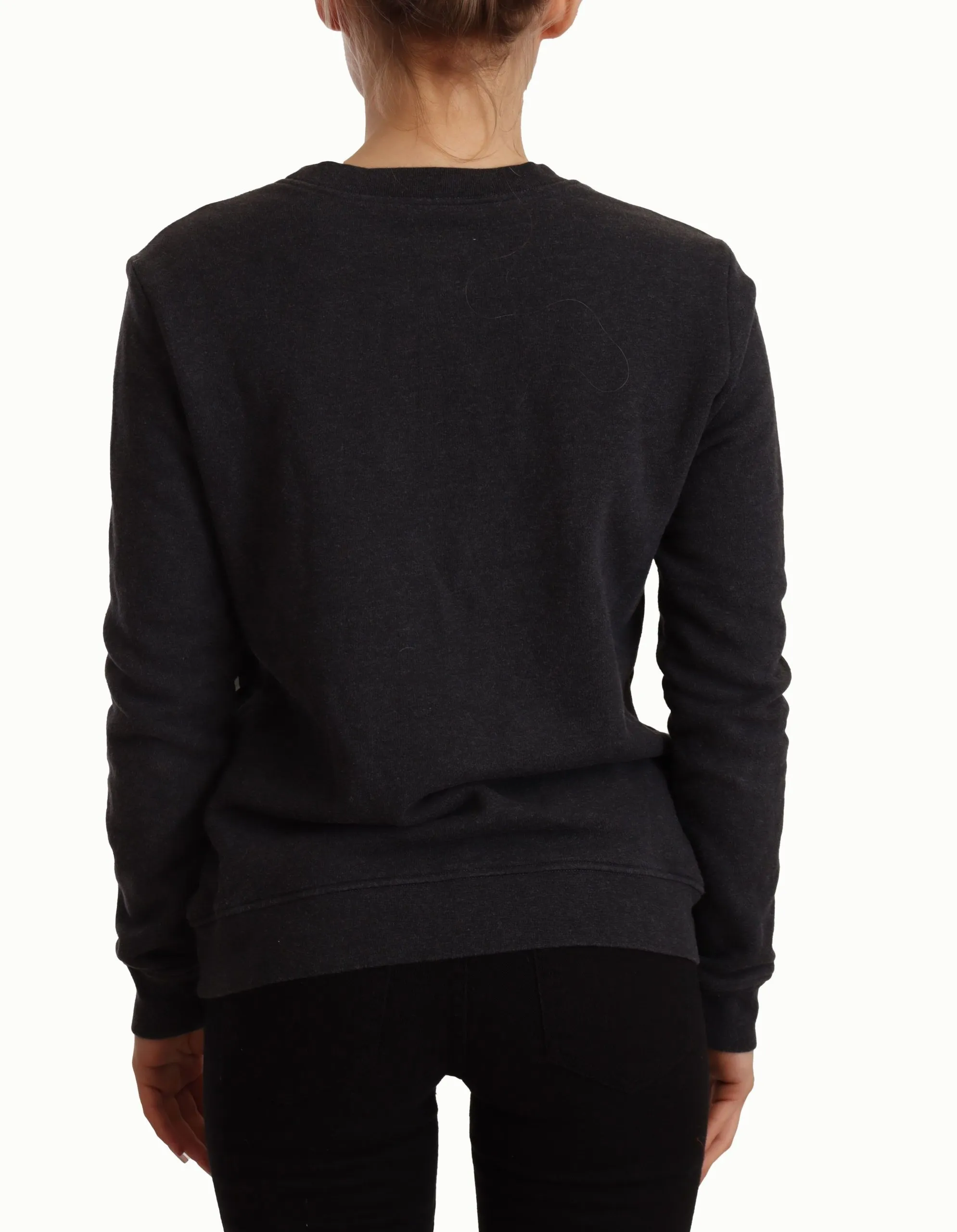 Versace Jeans Women's Chic Black Leopard Crew Neck Pullover